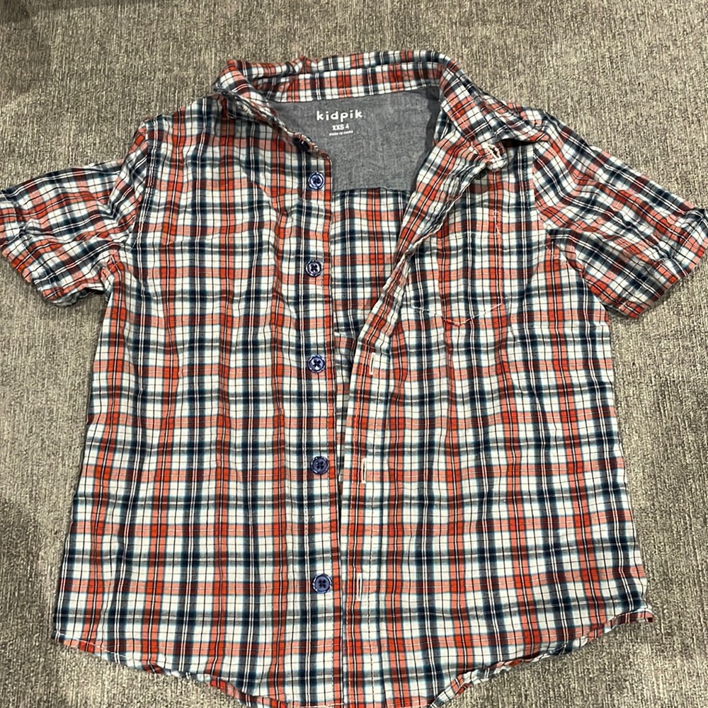 Kidpik plaid short sleeve button down XXS 4